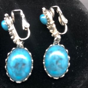 Turquoise silver latch back earring,